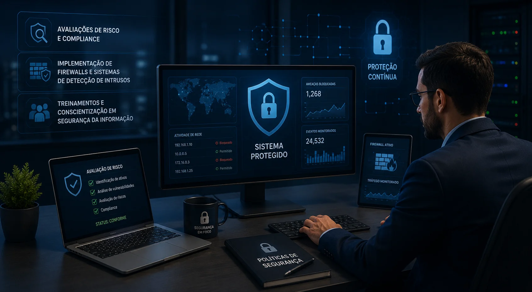 Proteção contra ameaças digitais e segurança cibernética